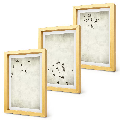 3-piece wall art set A minimalist painting of flying birds