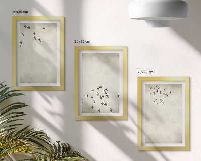 3-piece wall art set A minimalist painting of flying birds