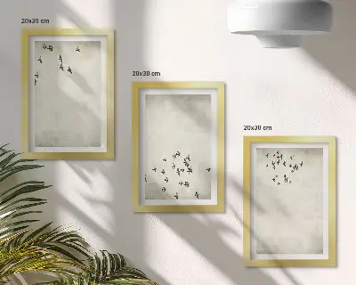3-piece wall art set minimalist painting of flying birds