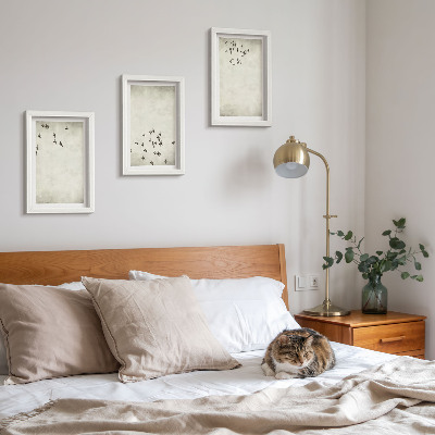 3-piece wall art set A minimalist painting of flying birds