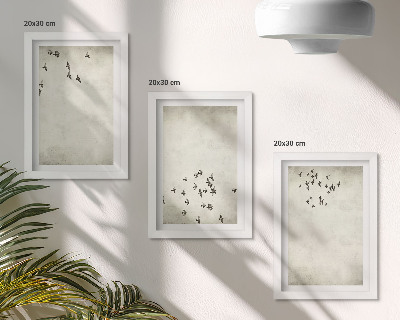 3-piece wall art set A minimalist painting of flying birds