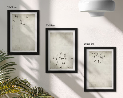 3-piece wall art set A minimalist painting of flying birds