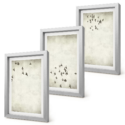 3-piece wall art set A minimalist painting of flying birds