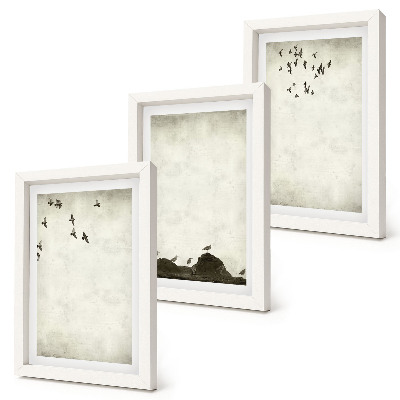 Photo frame wall Flying flock of birds minimalist style