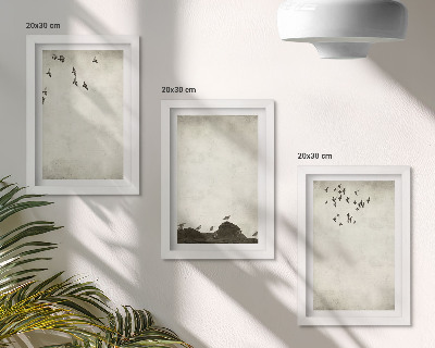Photo frame wall Flying flock of birds minimalist style