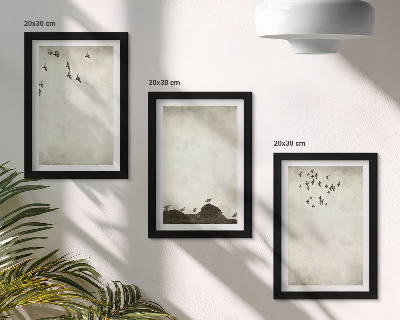 Photo frame wall Flying flock of birds minimalist style