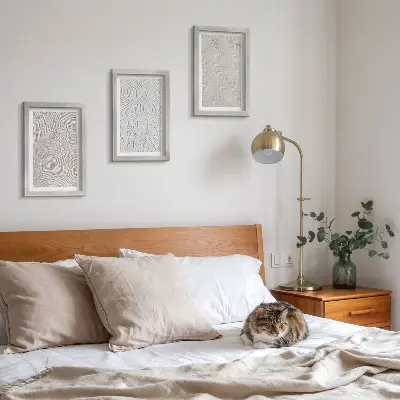 3-piece wall art set patterns in the sand with linear geometric structures