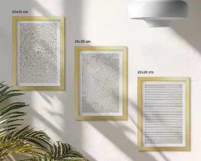 Geometric cardboard modern patterns framed triptych