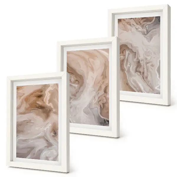3-piece wall art set featuring marble abstract patterns and stone textures