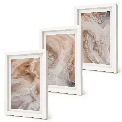 3-piece wall art set featuring marble abstract patterns and stone textures