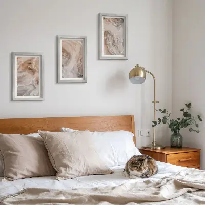 3-piece wall art set featuring marble abstract patterns and stone textures