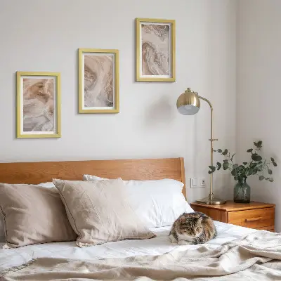 3-piece wall art set featuring marble abstract patterns and stone textures