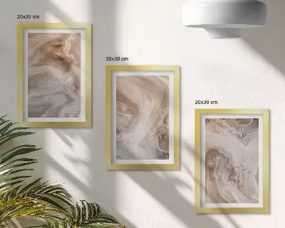 3-piece wall art set featuring marble abstract patterns and stone textures