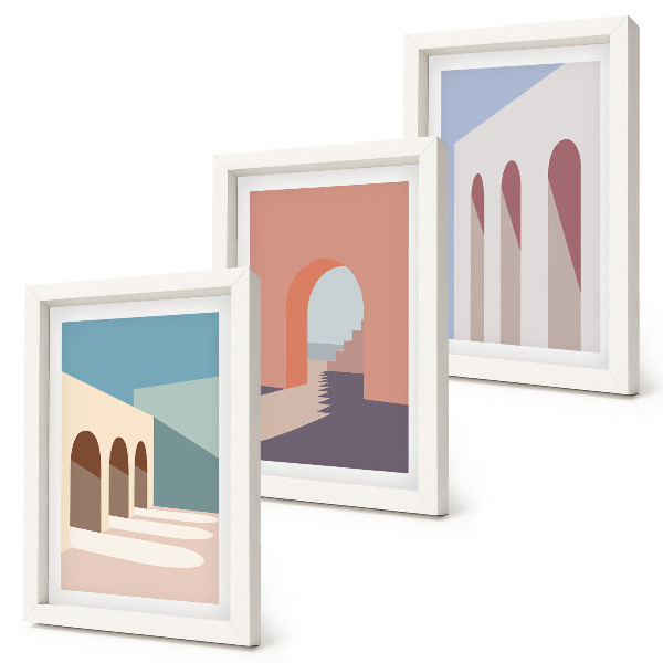 Photo frame wall Pastel minimalist graphics of urban architecture
