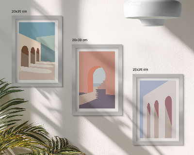 Photo frame wall Pastel minimalist graphics of urban architecture
