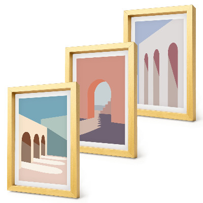 Photo frame wall Pastel minimalist graphics of urban architecture