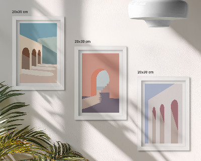 Photo frame wall Pastel minimalist graphics of urban architecture