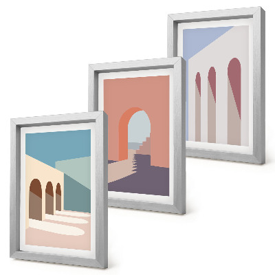 Photo frame wall Pastel minimalist graphics of urban architecture
