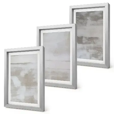 Worn textures modern industrial style triptych wall art framed