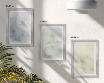 3-piece wall art set Pastel watercolor paints on canvas texture