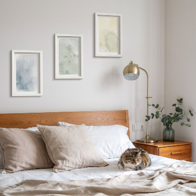 3-piece wall art set Pastel watercolor paints on canvas texture