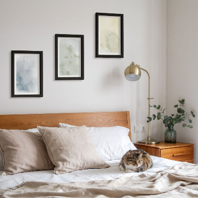 3-piece wall art set Pastel watercolor paints on canvas texture