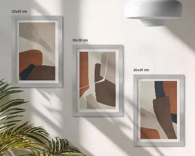 Photo frame wall with modern abstract structural shapes