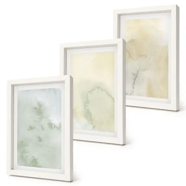 Pastel watercolors on canvas paint textures framed triptych