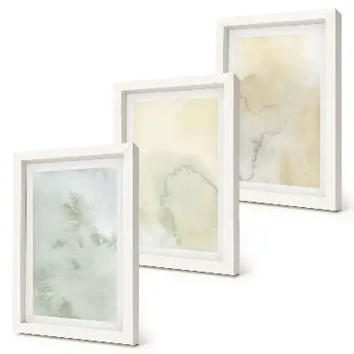 Pastel watercolors on canvas paint textures framed triptych