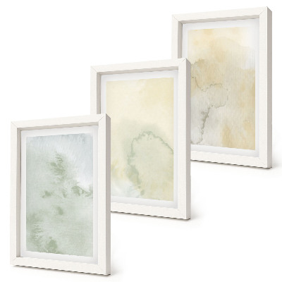Framed triptych Pastel watercolors on canvas paint textures