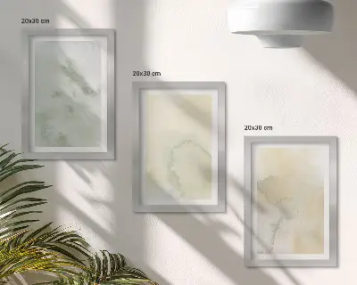 Pastel watercolors on canvas paint textures framed triptych