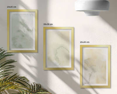 Framed triptych Pastel watercolors on canvas paint textures