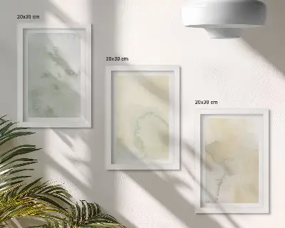 Pastel watercolors on canvas paint textures framed triptych