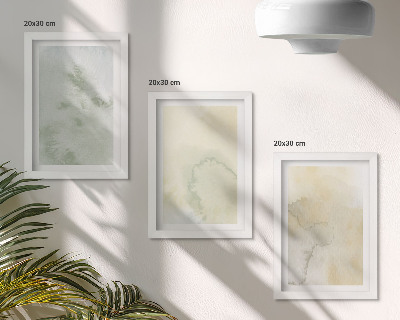 Framed triptych Pastel watercolors on canvas paint textures