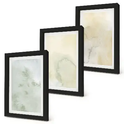 Pastel watercolors on canvas paint textures framed triptych