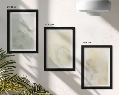 Pastel watercolors on canvas paint textures framed triptych