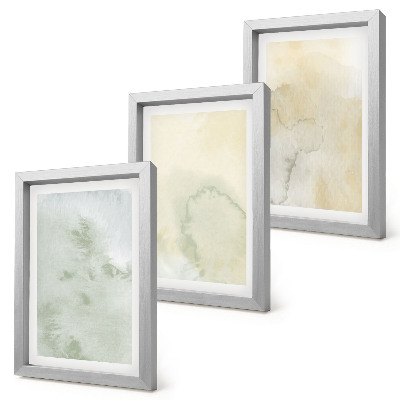 Framed triptych Pastel watercolors on canvas paint textures