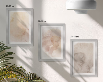 3-piece wall art set Warm watercolors on canvas with pastel textures