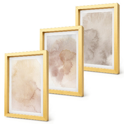 3-piece wall art set Warm watercolors on canvas with pastel textures