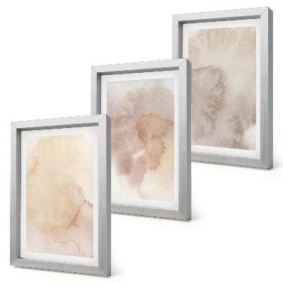3-piece wall art set Warm watercolors on canvas with pastel textures