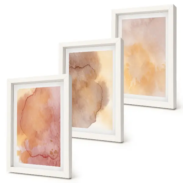 Photo frame wall warm watercolors on canvas with colorful textures