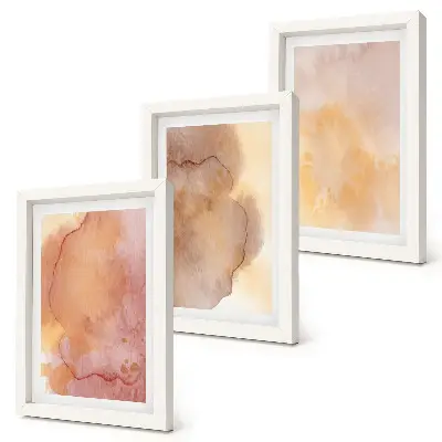 Photo frame wall warm watercolors on canvas with colorful textures