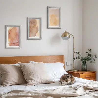 Photo frame wall warm watercolors on canvas with colorful textures