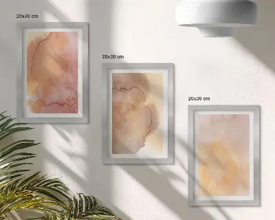 Photo frame wall warm watercolors on canvas with colorful textures