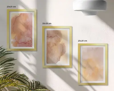 Photo frame wall warm watercolors on canvas with colorful textures