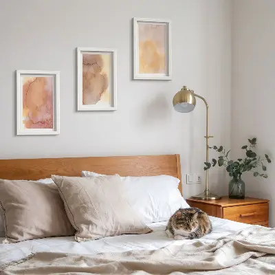 Photo frame wall warm watercolors on canvas with colorful textures