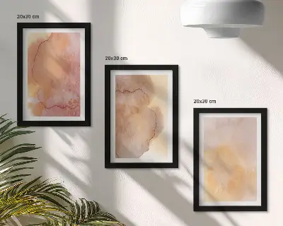 Photo frame wall warm watercolors on canvas with colorful textures