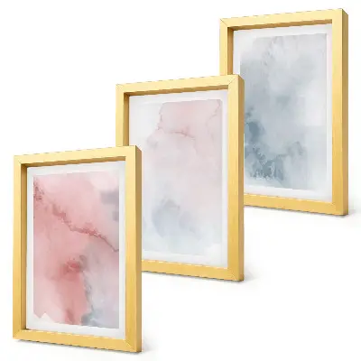 Pastel watercolor textured canvas triptych framed