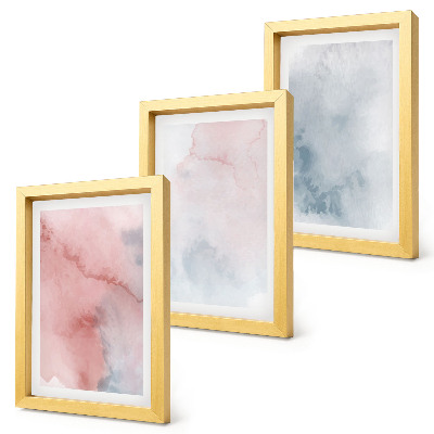 Framed triptych Pastel watercolors on canvas colorful textures