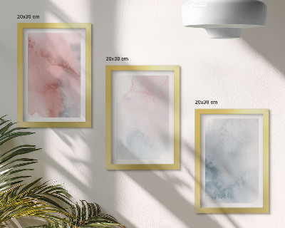 Framed triptych Pastel watercolors on canvas colorful textures